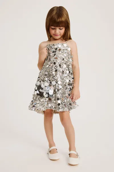 Bardot Junior Kids' Tia Sequin Halter Dress In Silver