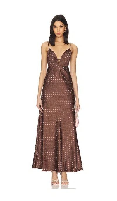 Bardot Karlotta Slip Dress In Brown & Pink Spot