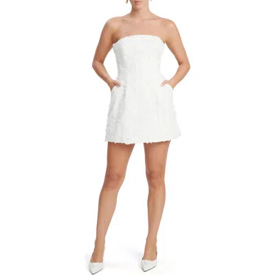 Bardot Karoline Floral Appliqué Strapless Minidress In Orchid White
