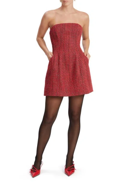 Bardot Karoline Boucle Balloon Dress In Red Check