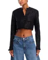 Bardot Karoline Sequin Boucle Top In Black