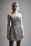 Bardot Karoline Strapless Sequin Cocktail Dress In Silver