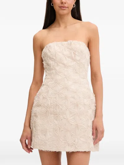 Bardot Karoline Strapless 3d-floral Mini Dress In Neutral