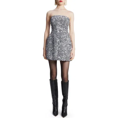 Bardot Karoline Strapless Sequin Cocktail Dress In Silver