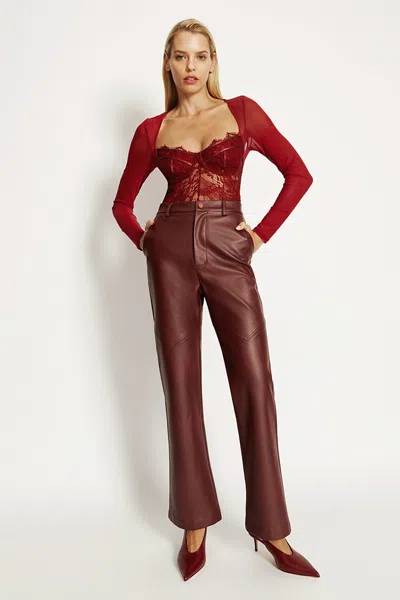 Bardot Karson Vegan Leather Pant In Red
