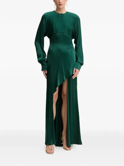 Bardot Kartia Long-sleeve Asymmetric Dress In Green