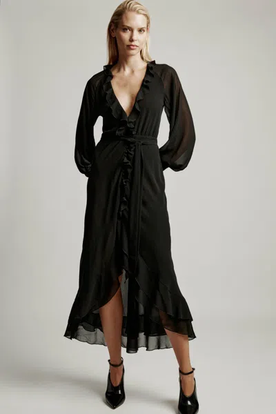 Bardot Kassia Ruffle Midi Dress In Black