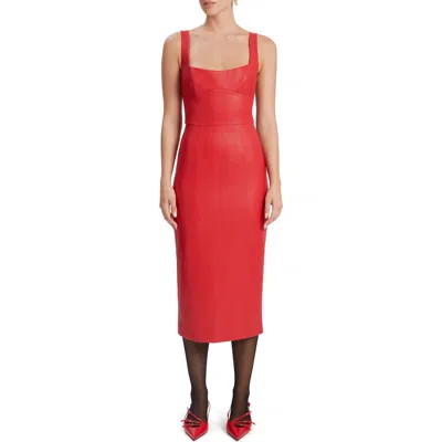 Bardot Kassy Faux Leather Sheath Dress In Famous Red