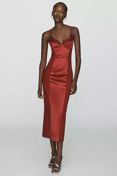 Bardot Katana Cutout Sweetheart Midi Dress In Red