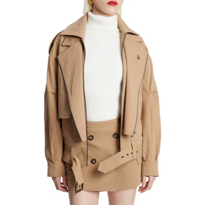 Bardot Kavi Oversize Twill Jacket In Camel