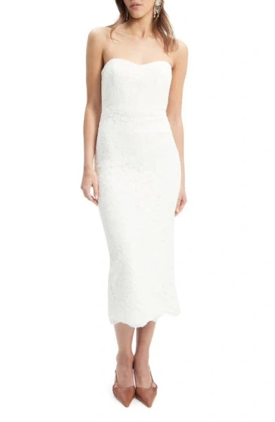 Bardot Kayleigh Strapless Lace Midi Dress In White