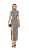Bardot Kelso Velvet Sequin Maxi Dress In 银色