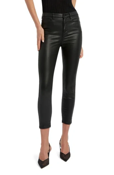 Bardot Khloe Coated High Waist Crop Skinny Jeans In Black