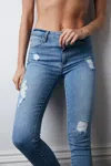 Bardot Khloe Hi Crop Jeans In Mid Blue