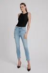 Bardot Khloe Hi Crop Rip Jeans In Light Dnm