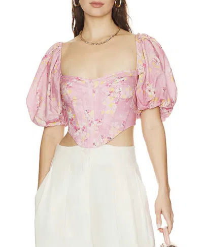 Bardot Kiah Corset Top In Pink Garden In Multi