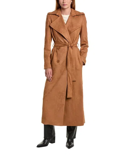 Bardot Kira Vegan Suede Trench Coat In Orange