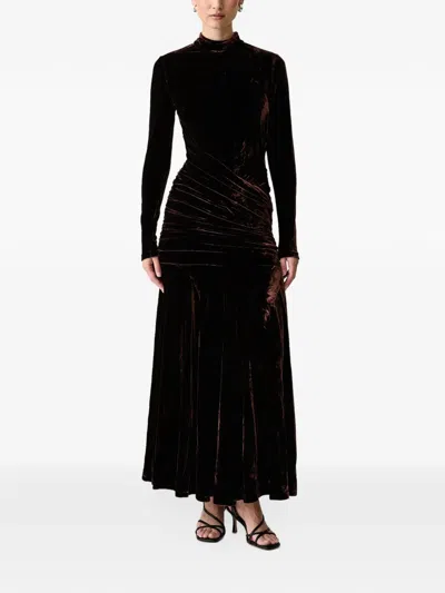 Bardot Korina Ruched Velvet Maxi Dress In Multi