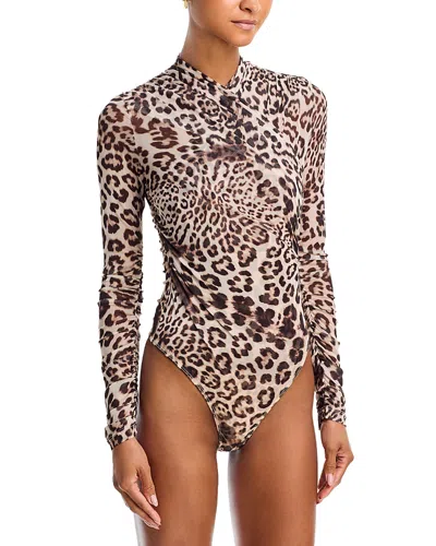 Bardot Kourtney Long Sleeve Bodysuit In Brown