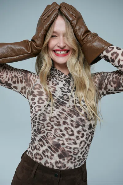 Bardot Kourtney Long Sleeve Bodysuit In Leopard