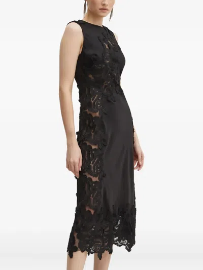 Bardot Lace-applique Midi Dress In Black