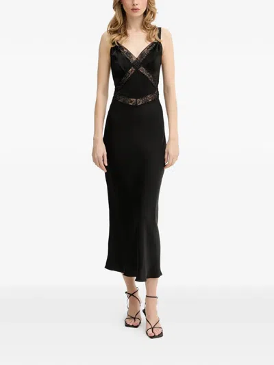 Bardot Lace Beaded Midi Dress In Black