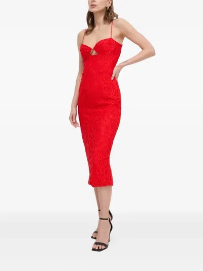 BARDOT LACE CUT-OUT MIDI DRESS