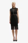 Bardot Knee-length Lace Panel Dress In Black