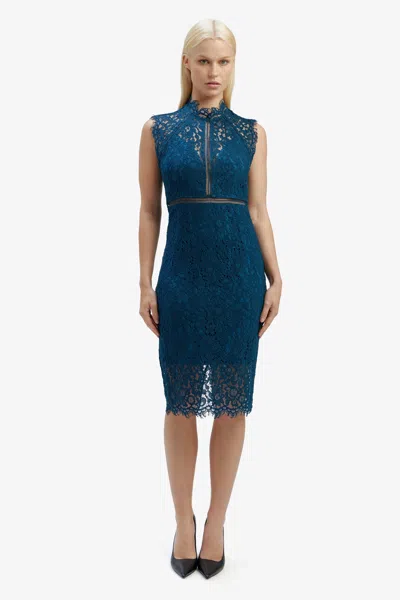 Bardot Lace Panel Dress In Blue