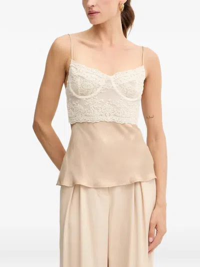 Bardot Lace-panel Top In Neutral