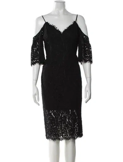 Pre-owned Bardot Lace Pattern Knee-length Dress In Black