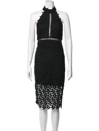 Pre-owned Bardot Lace Pattern Knee-length Dress In Black