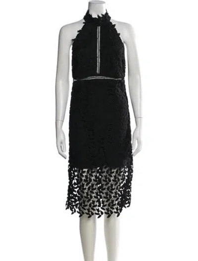 Pre-owned Bardot Lace Pattern Knee-length Dress In Black
