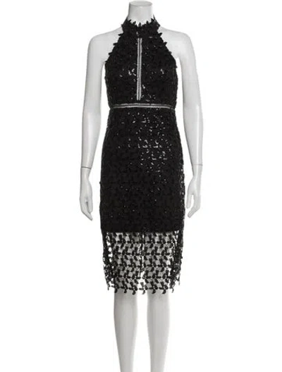 Pre-owned Bardot Lace Pattern Knee-length Dress In Black