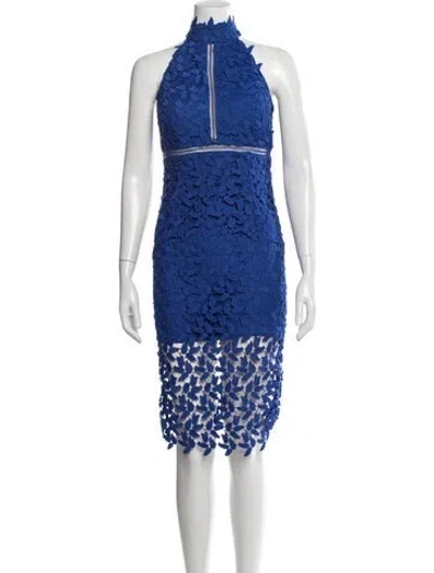 Pre-owned Bardot Lace Pattern Knee-length Dress In Blue