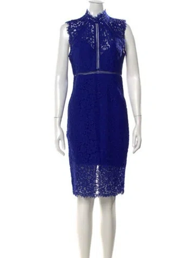 Pre-owned Bardot Lace Pattern Knee-length Dress In Blue