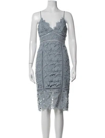Pre-owned Bardot Lace Pattern Knee-length Dress In Blue