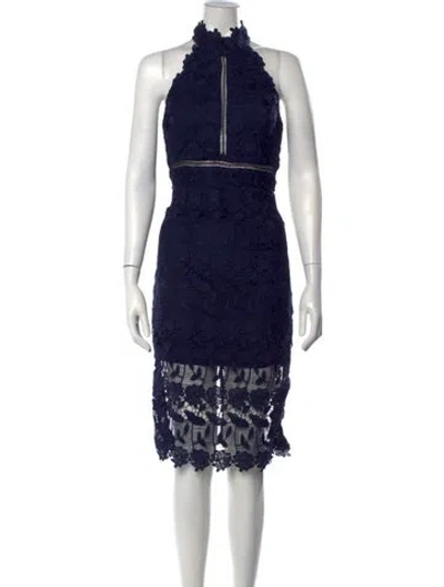 Pre-owned Bardot Lace Pattern Knee-length Dress In Blue