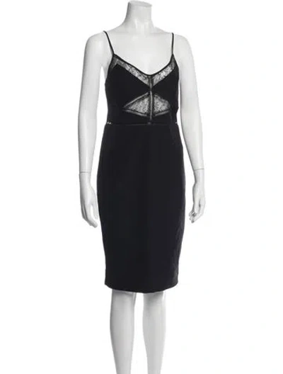 Pre-owned Bardot Lace Pattern Knee-length Dress In Blue