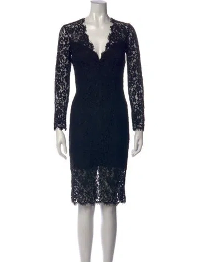 Pre-owned Bardot Lace Pattern Knee-length Dress In Blue