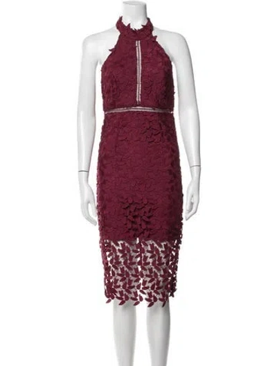 Pre-owned Bardot Lace Pattern Knee-length Dress In Burgundy