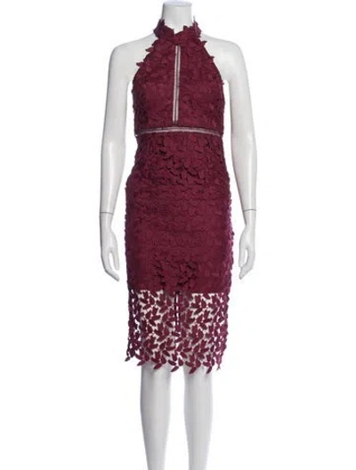 Pre-owned Bardot Lace Pattern Knee-length Dress In Burgundy