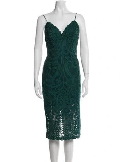 Pre-owned Bardot Lace Pattern Knee-length Dress In Green