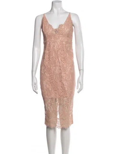 Pre-owned Bardot Lace Pattern Knee-length Dress In Pink