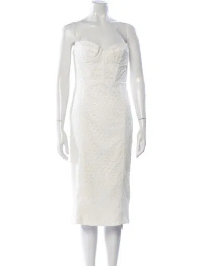 Pre-owned Bardot Lace Pattern Knee-length Dress In White