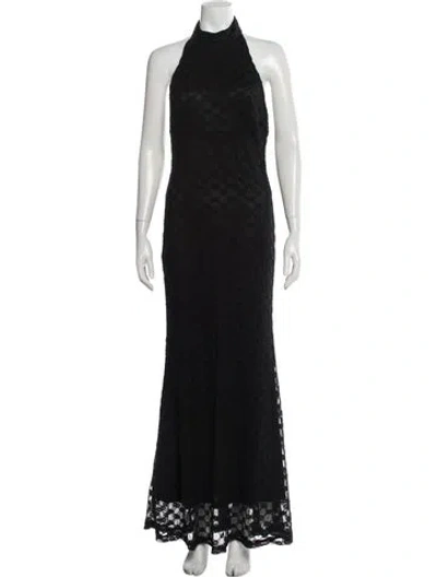 Pre-owned Bardot Lace Pattern Long Dress In Black