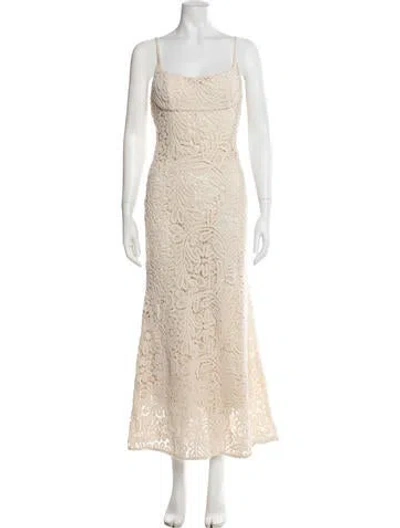 Pre-owned Bardot Lace Pattern Long Dress In Neutral