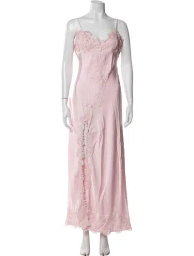 Pre-owned Bardot Lace Pattern Long Dress W/ Tags In Pink