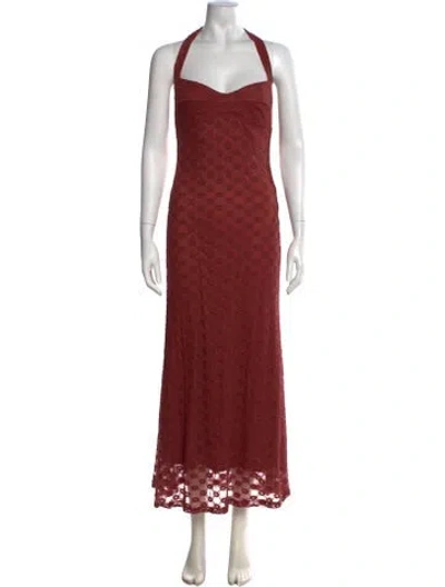 Pre-owned Bardot Lace Pattern Long Dress W/ Tags In Red