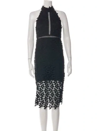 Pre-owned Bardot Lace Pattern Midi Length Dress In Black